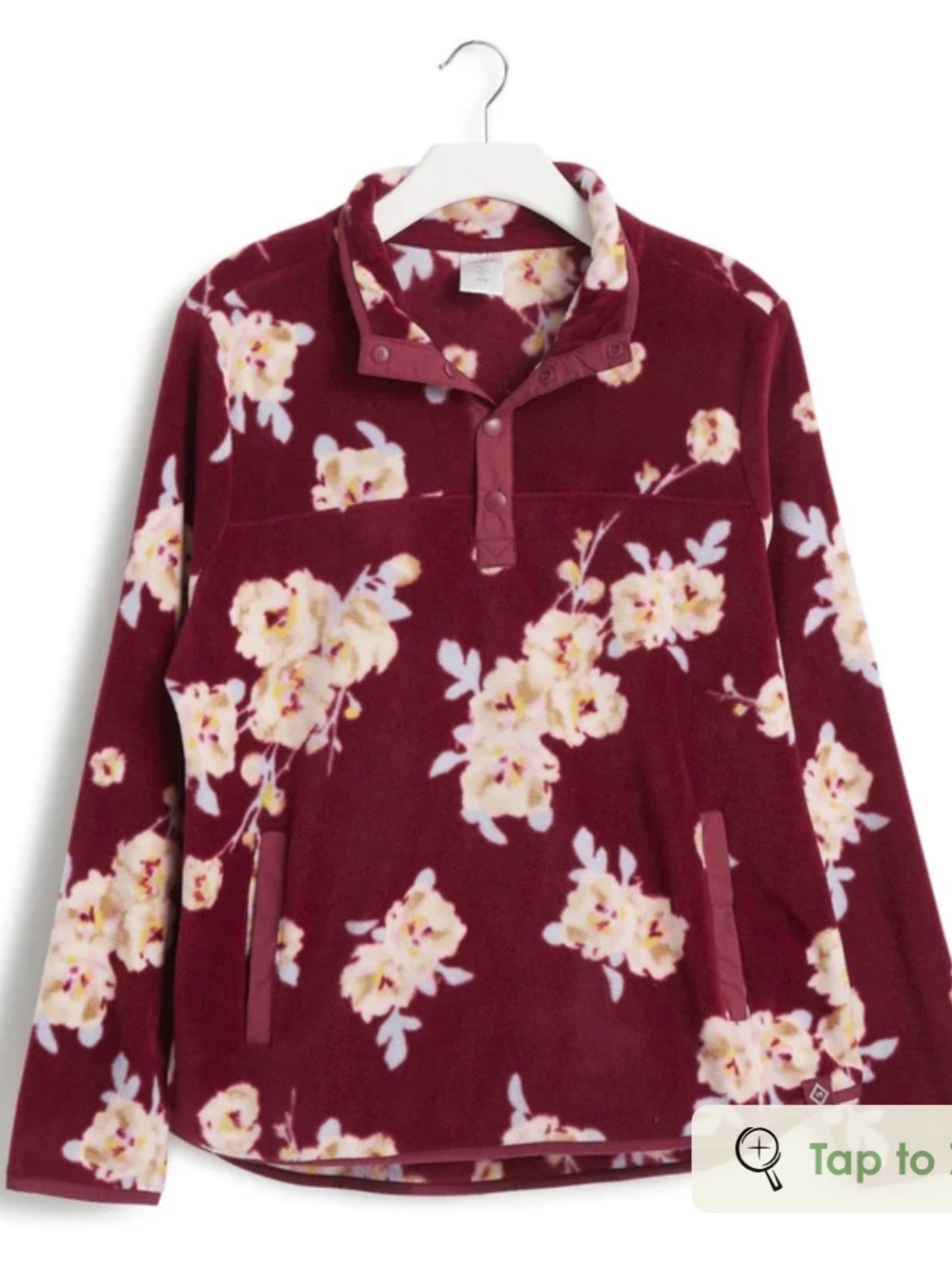 Vera Bradley Burgundy Floral Fleece Snap Cardigan